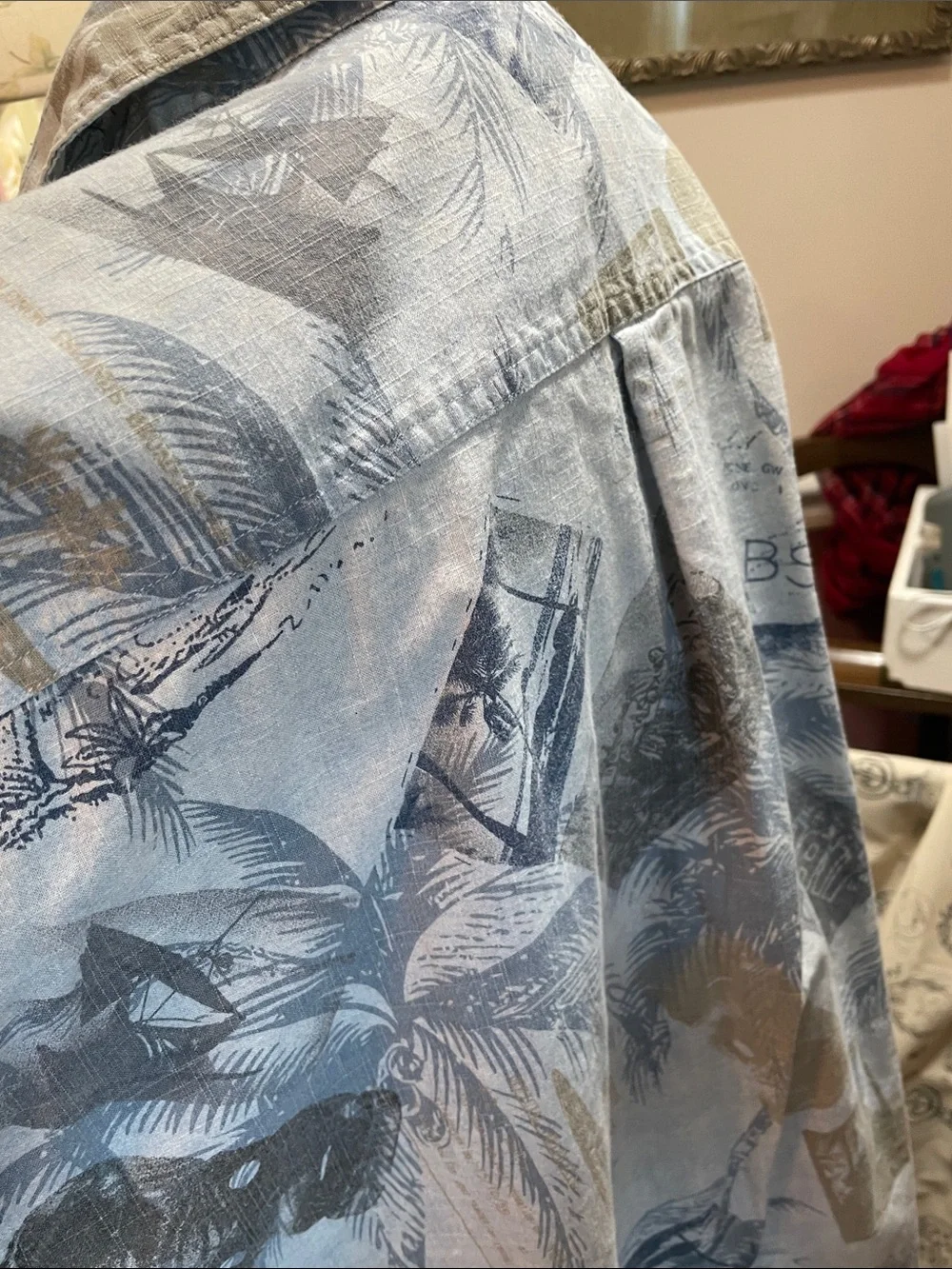 Route 66 Men’s Casual Button-Down Shirt in Light Blue and Navy Print